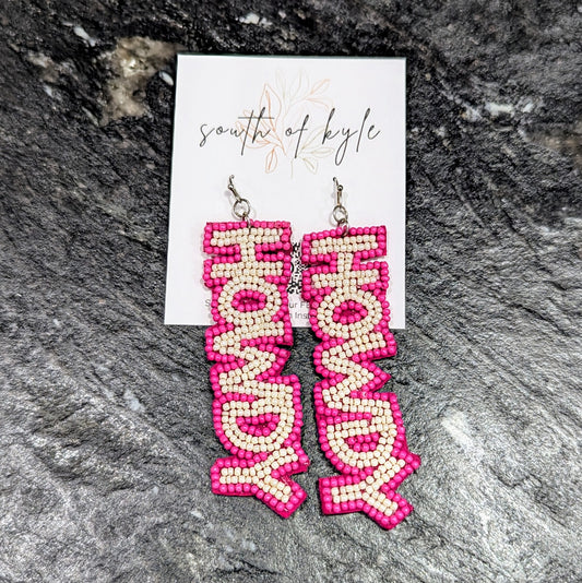 Howdy Beaded Earrings - Pink