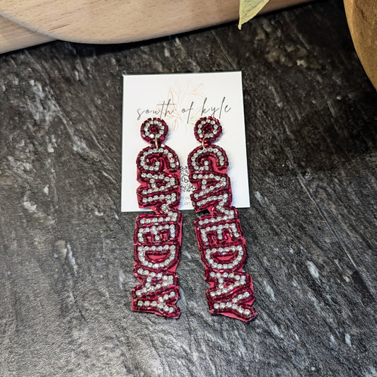 Maroon Gameday Bling Earrings