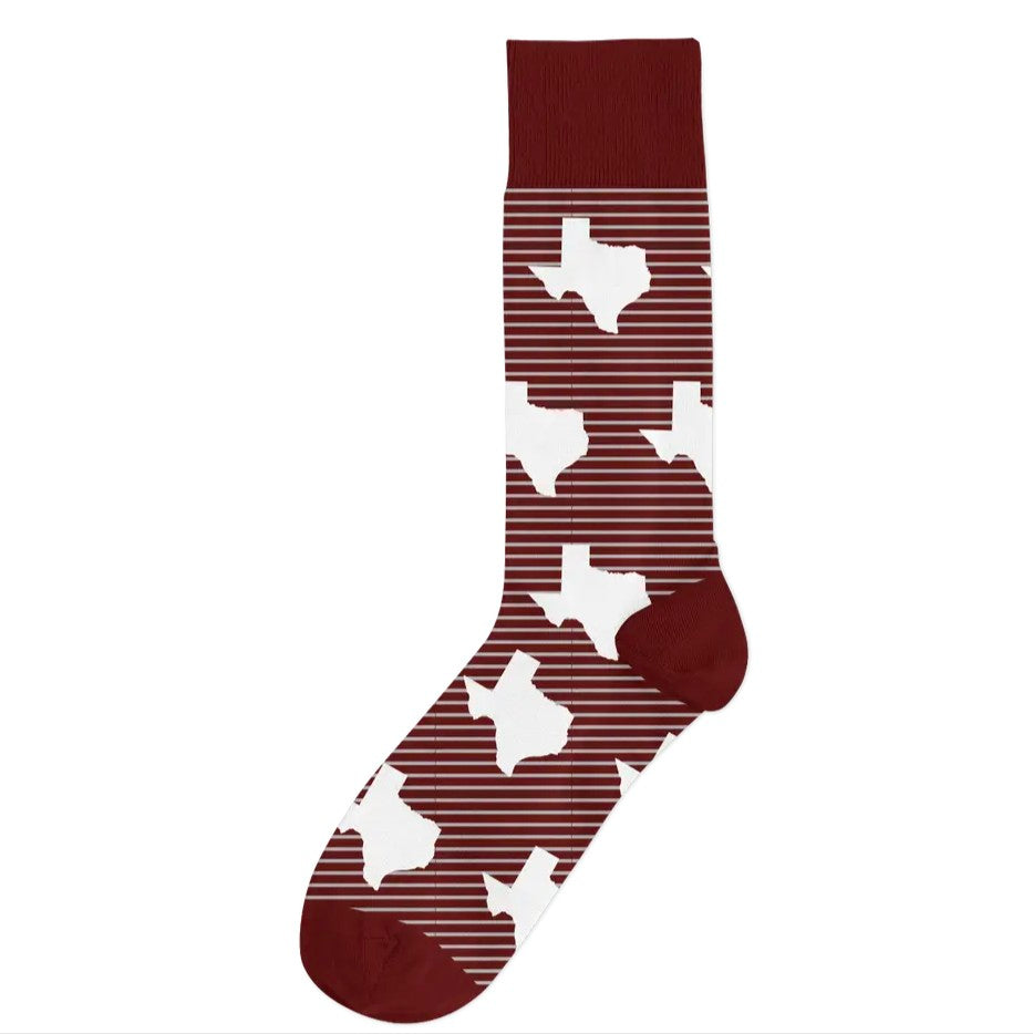 Socks - Maroon Texas Stripe