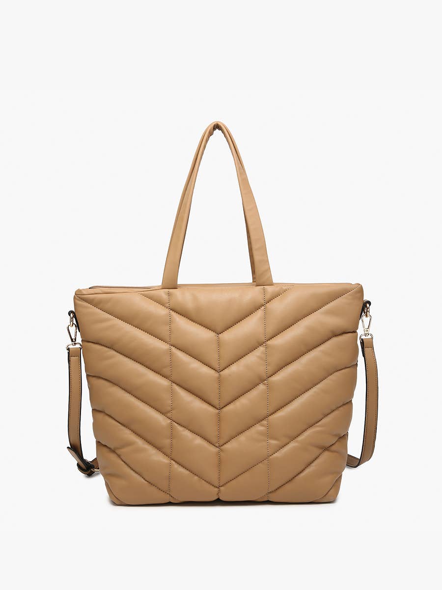 Maroon Quilted Chevron Tote