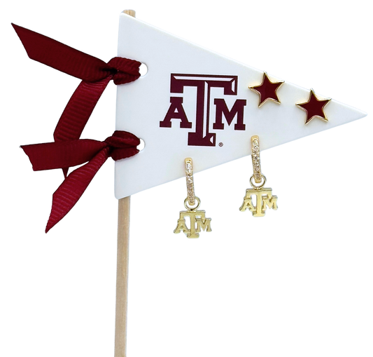 TAMU Pennant + Logo Earring Set