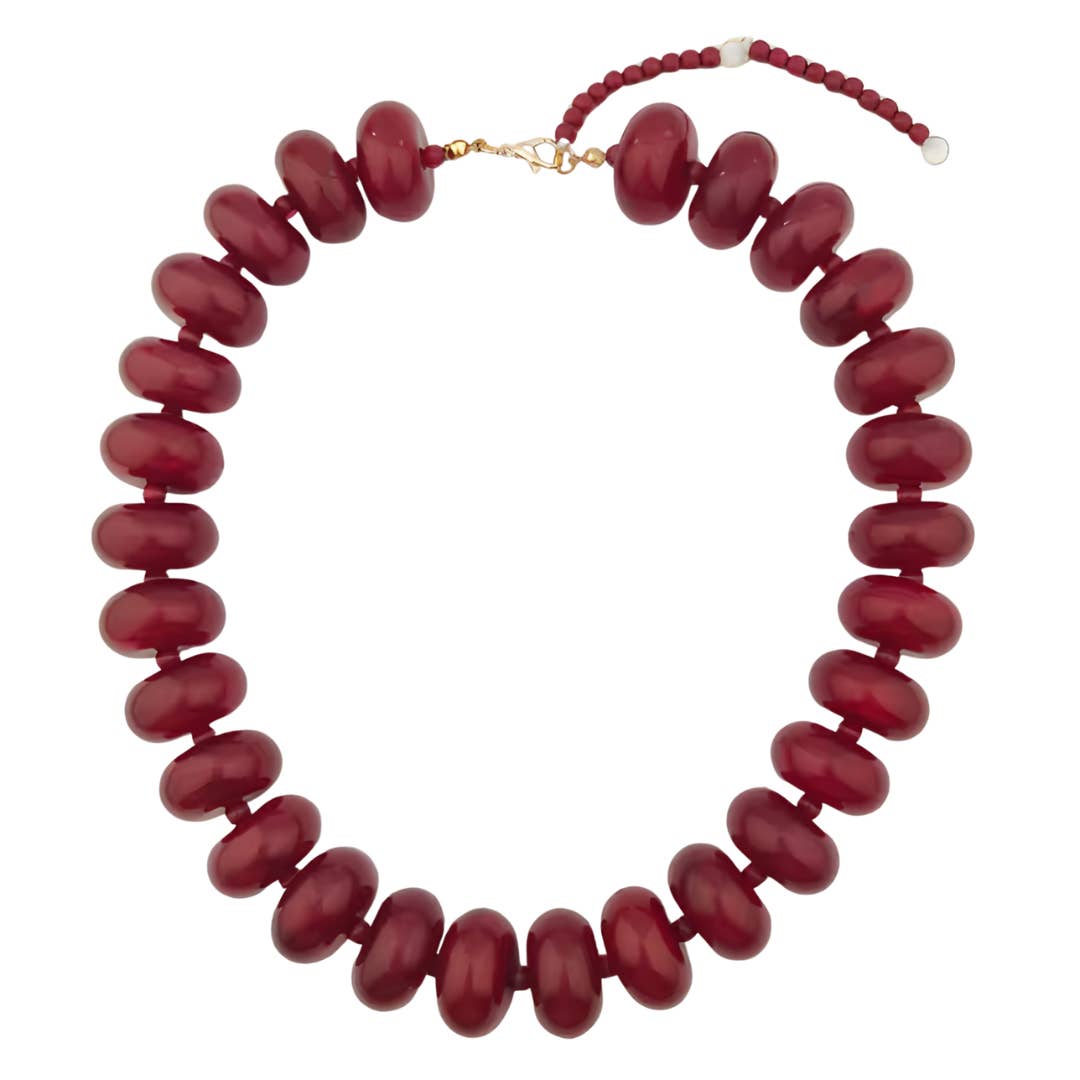 Maroon Chunky Beaded Statement Necklace