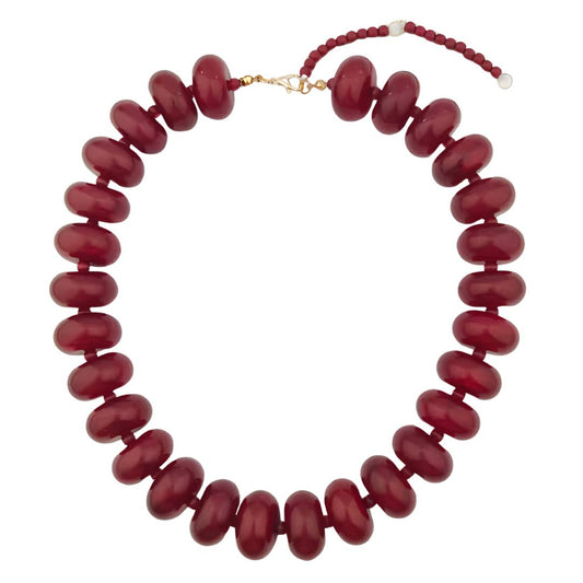 Maroon Chunky Beaded Statement Necklace