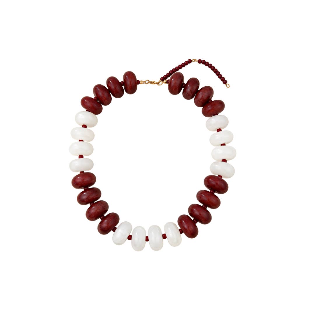 Maroon Chunky Beaded Statement Necklace