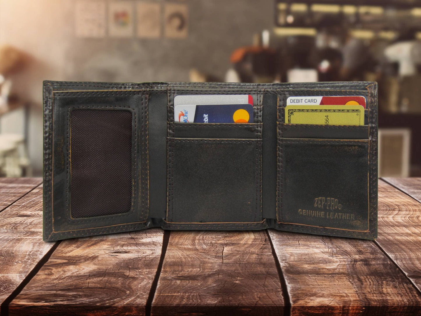 Trifold Wallet in Burnished Leather - Texas A&M