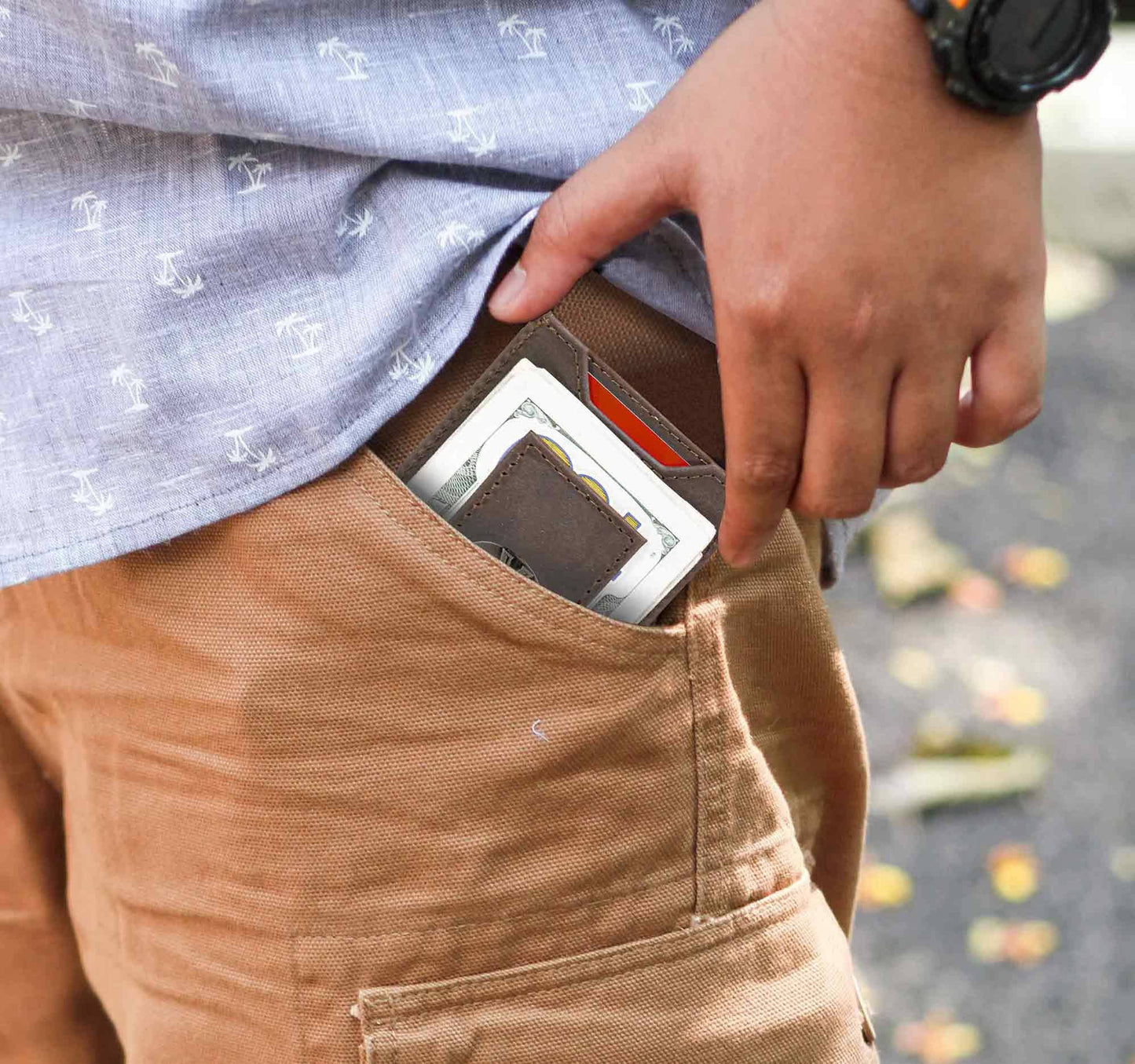 Magnetic Front Pocket Leather Wallet - Texas A&M