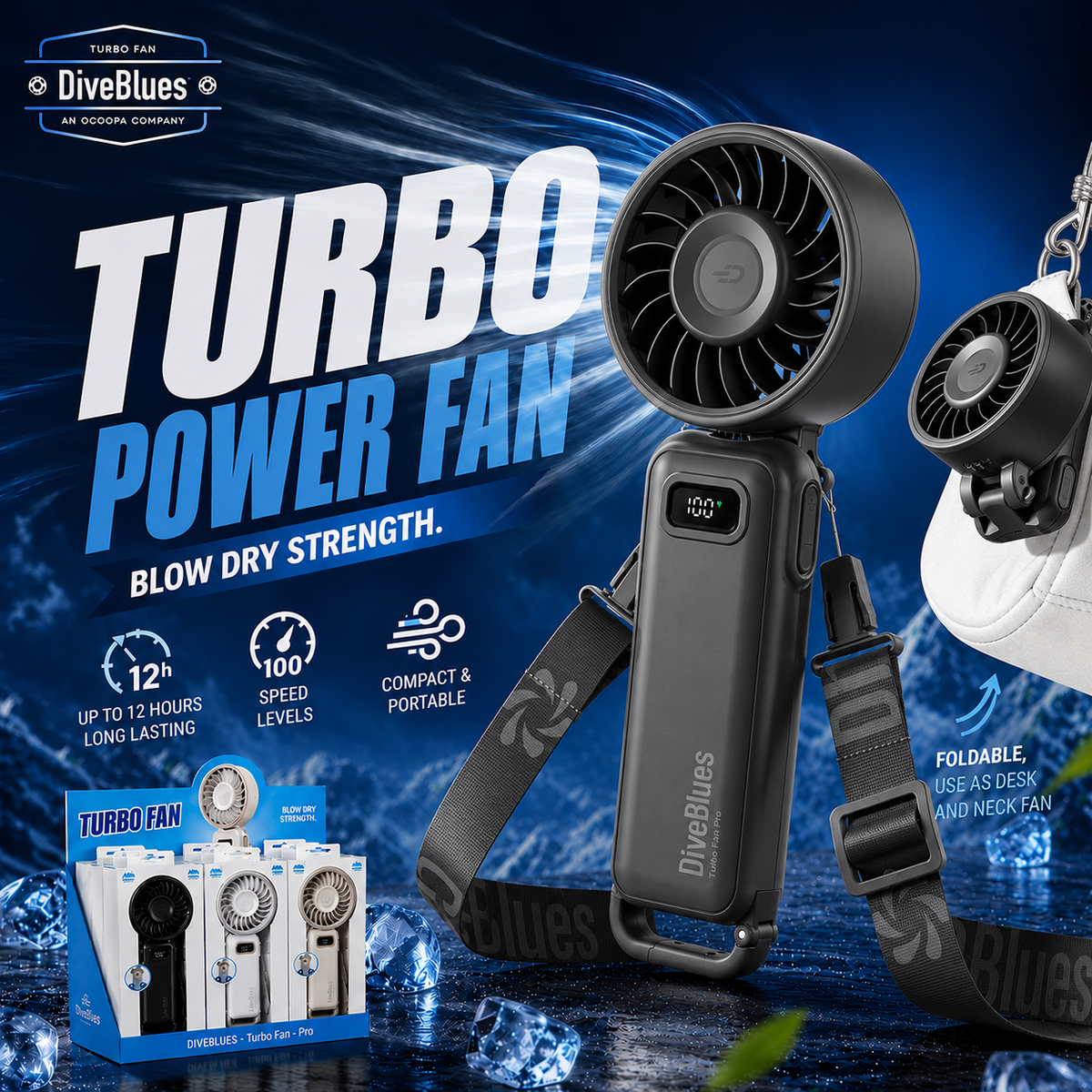 Turbo Game Day Fan – Handheld Blow Dryer Level Power, Fanzy New