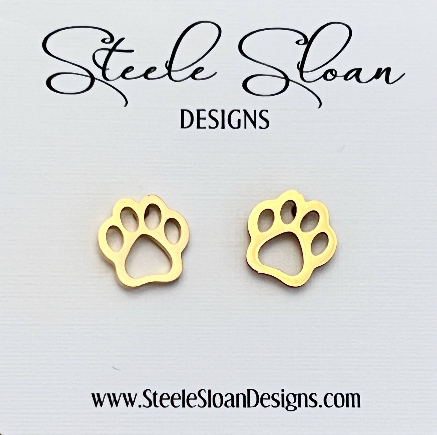Paw Stud Earrings - Gold