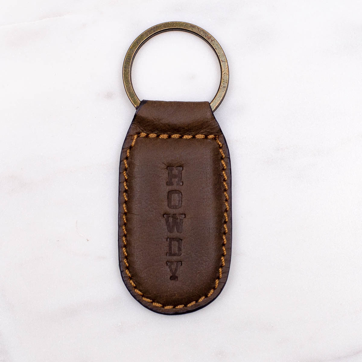 Howdy Leather Embossed Keychain