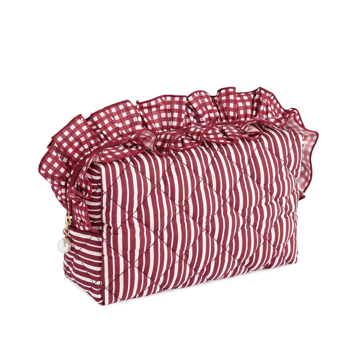 Ruffle Pouch - Maroon Large