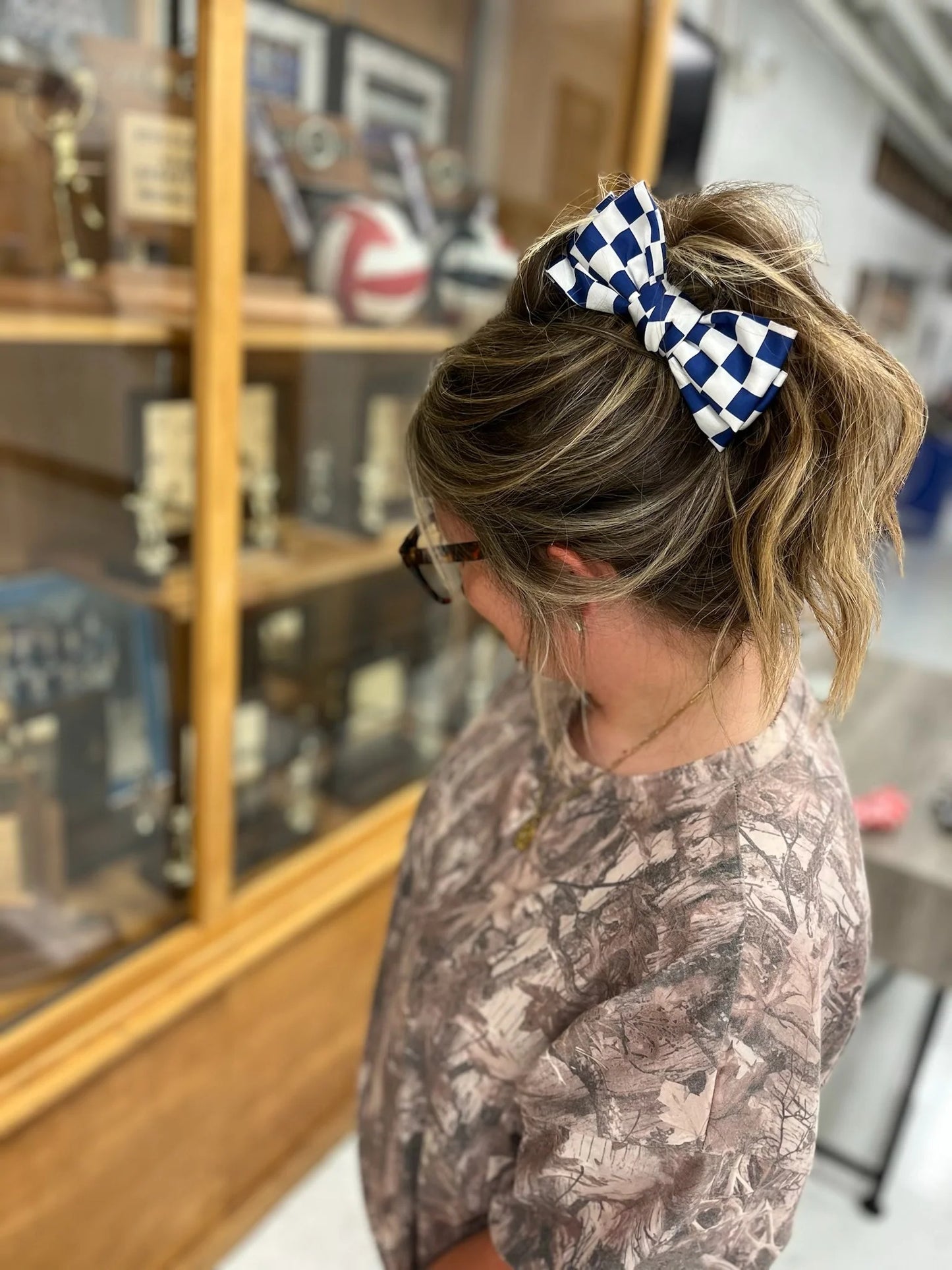 Checkered Bow Claw Clip
