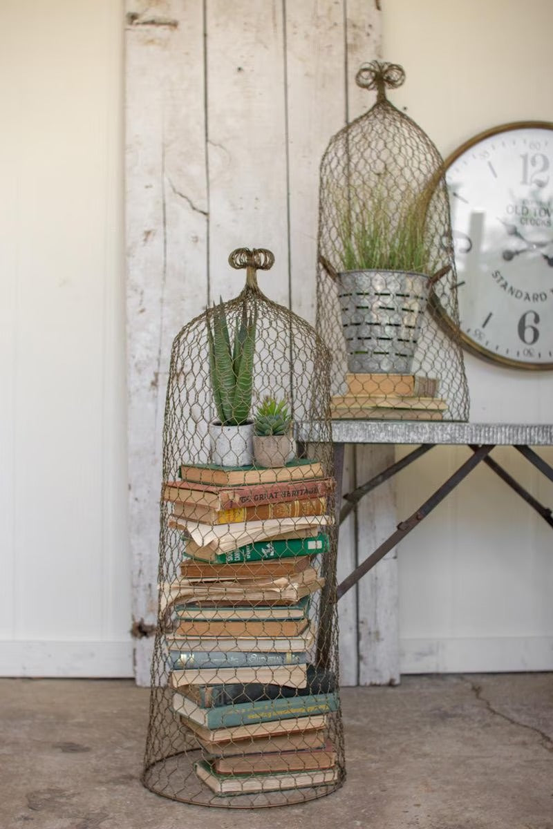 Wire Cloche Topiaries - Old Gold