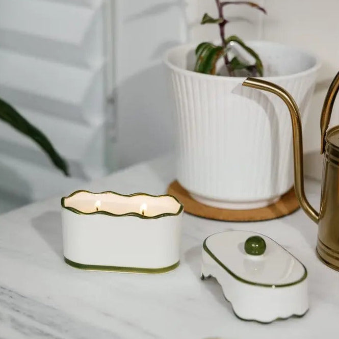 Green Scalloped Candle