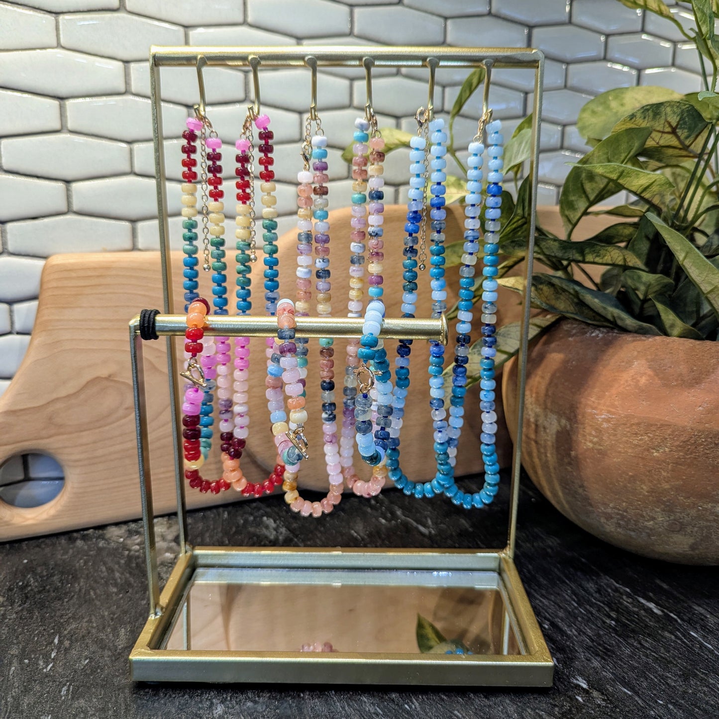 Colorful Resin Gemstone Necklace + Bracelet