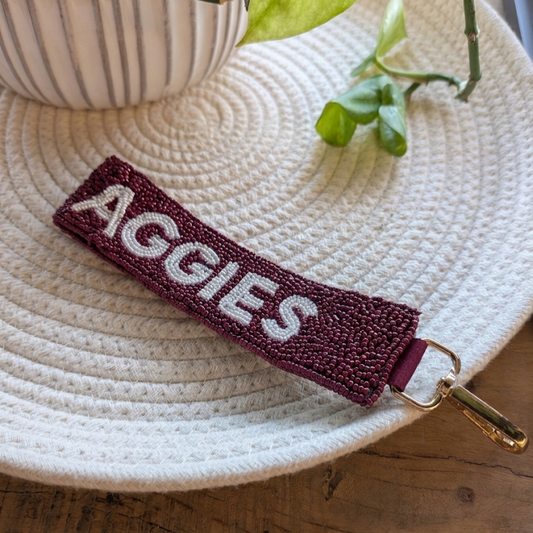 Double-sided Beaded Wristlet - Aggies + Gig'Em