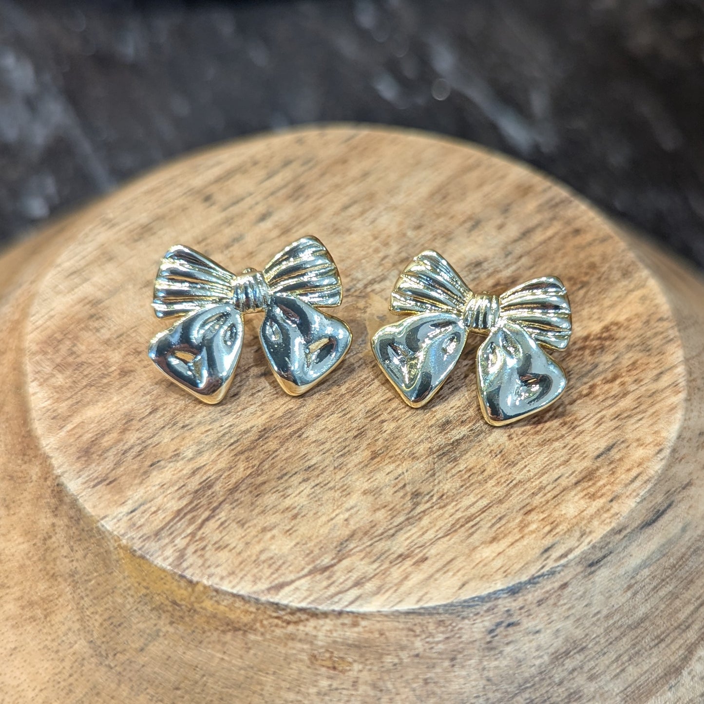 Gold Bow Studs