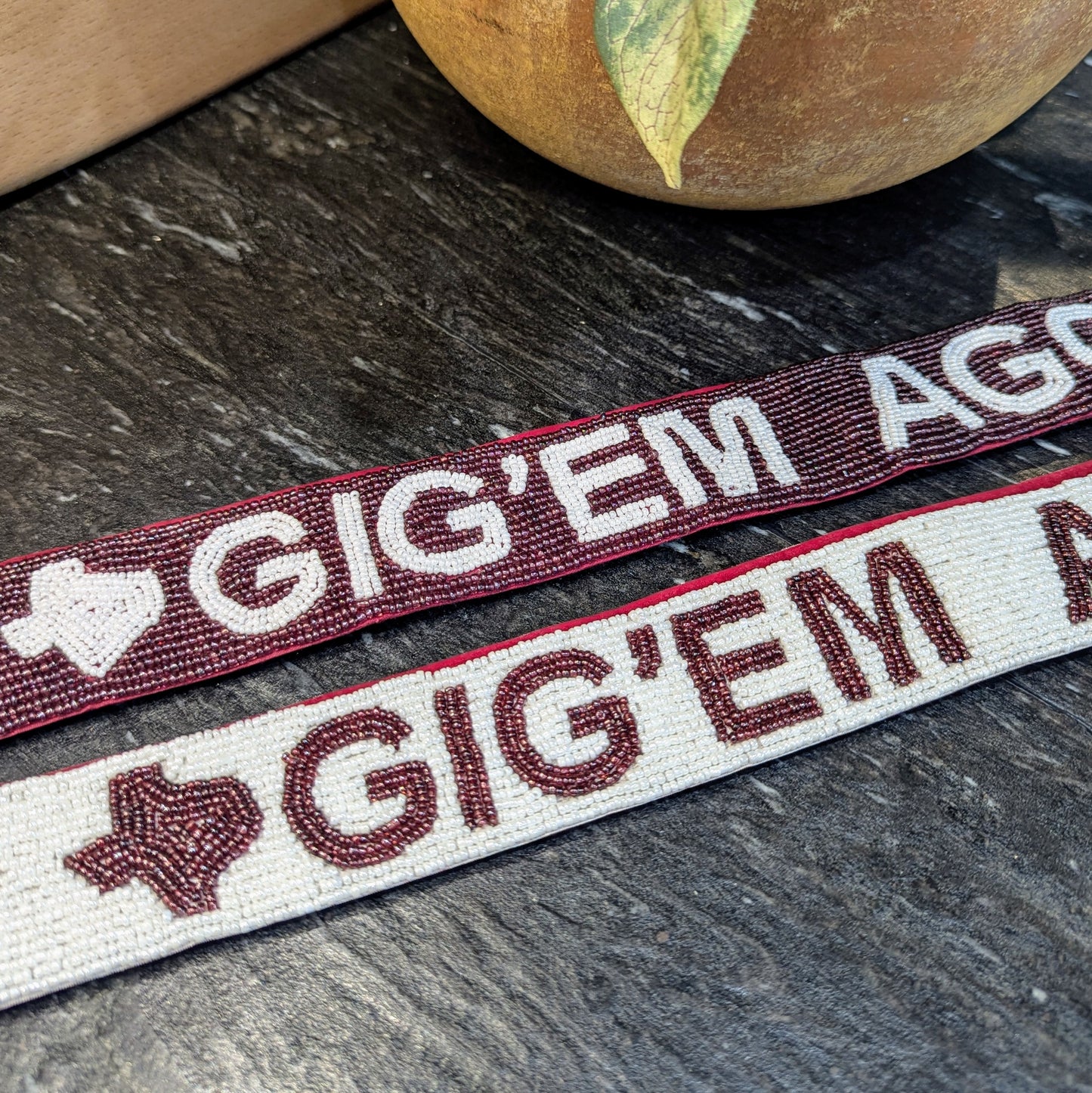 Beaded Gig'em Aggies Purse Strap