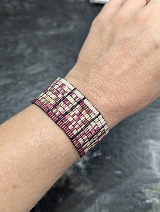 Beaded Bracelet - Luxe Gradient Maroon Stretch