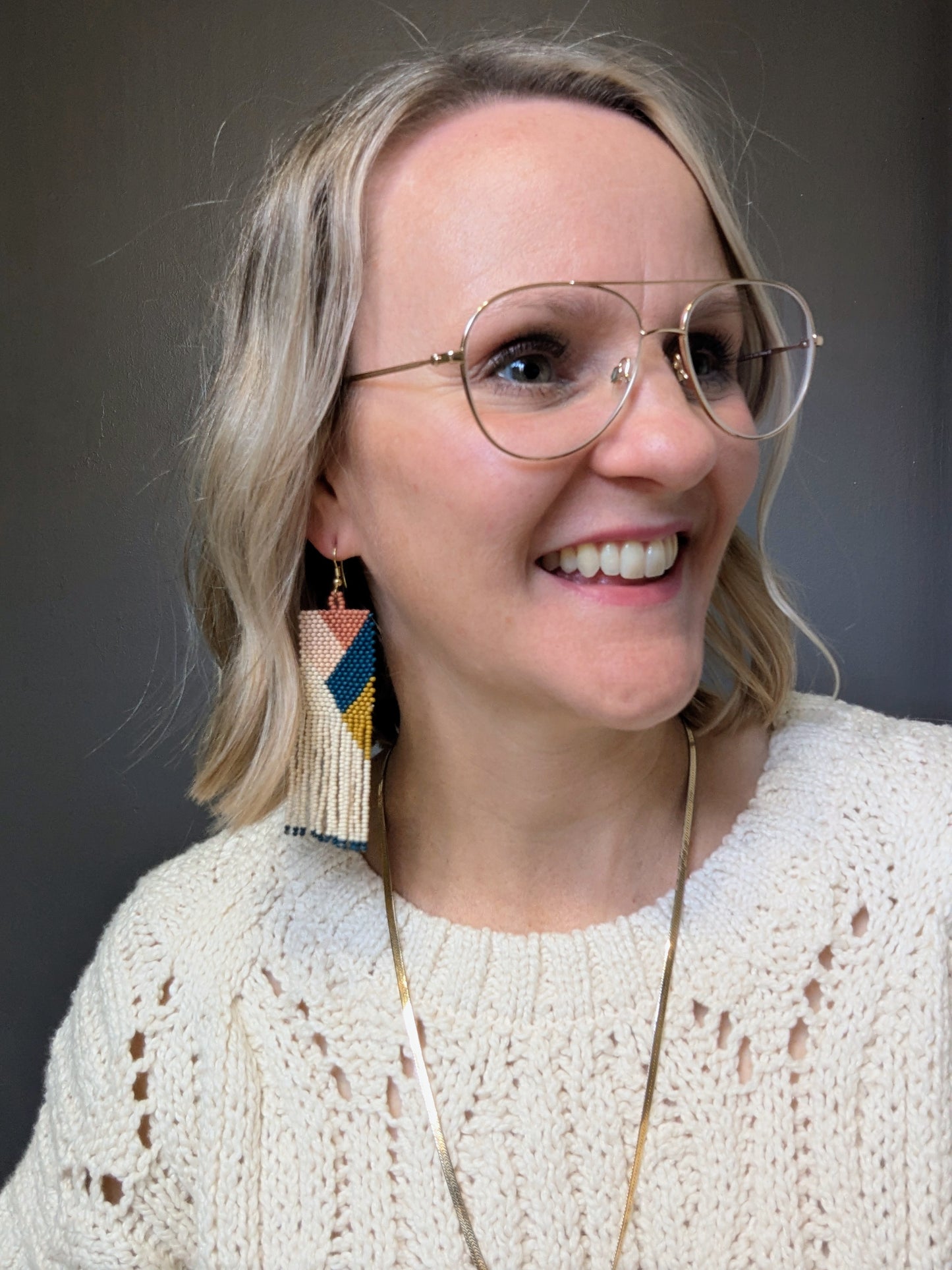 Beaded Fringe Earrings - Autumn Angles