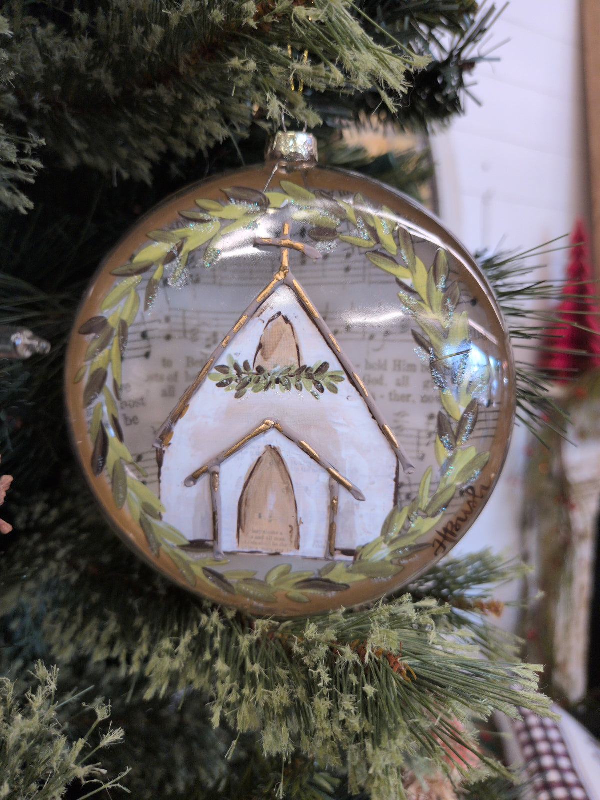 Church Sheet Music Disc Ornament