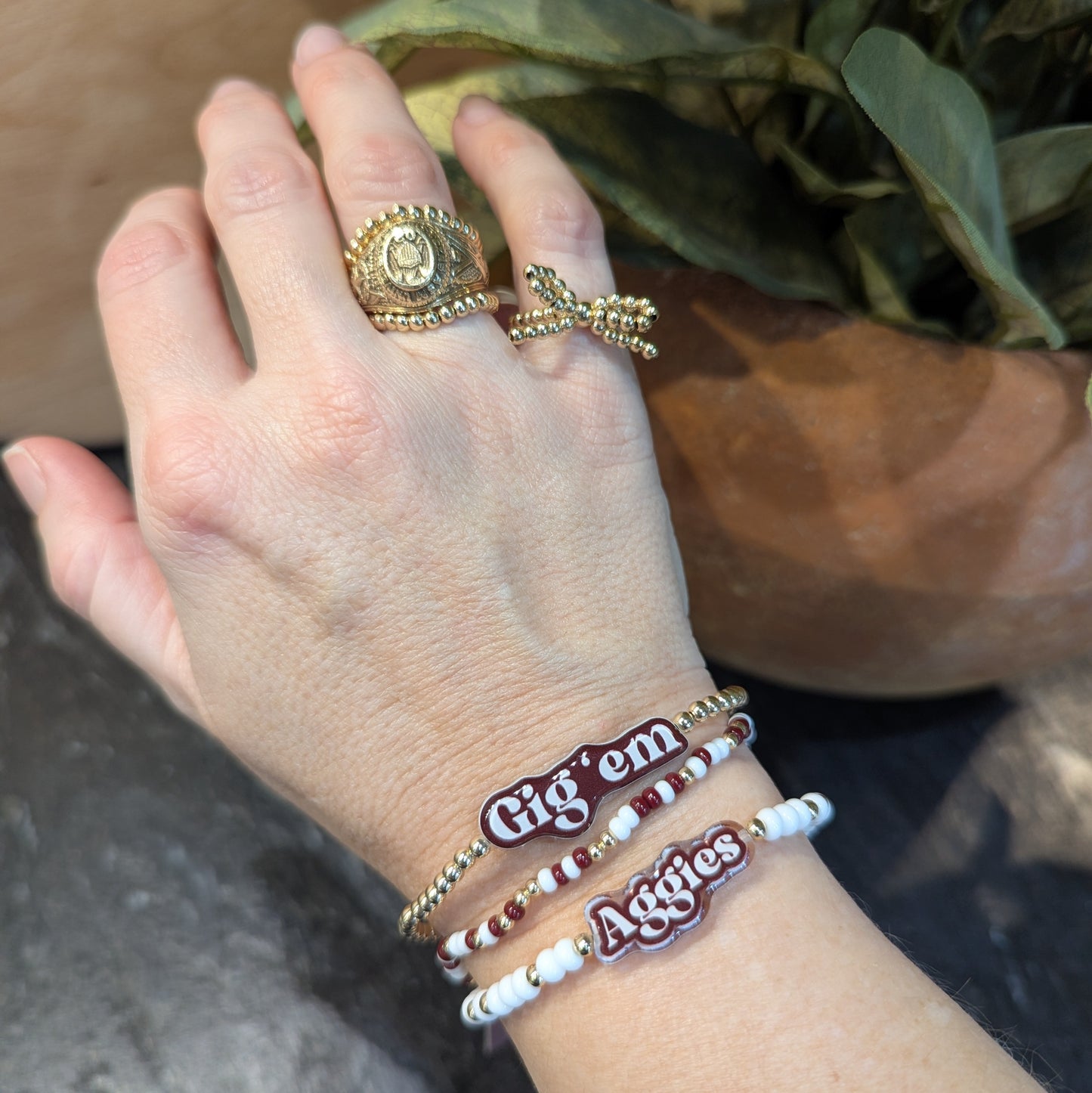 BB - Gig 'em Beaded Bracelet