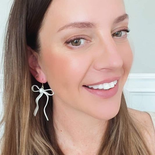 Bow Earrings - White