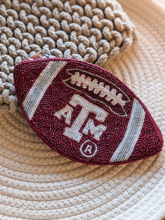Beaded Football Pouch