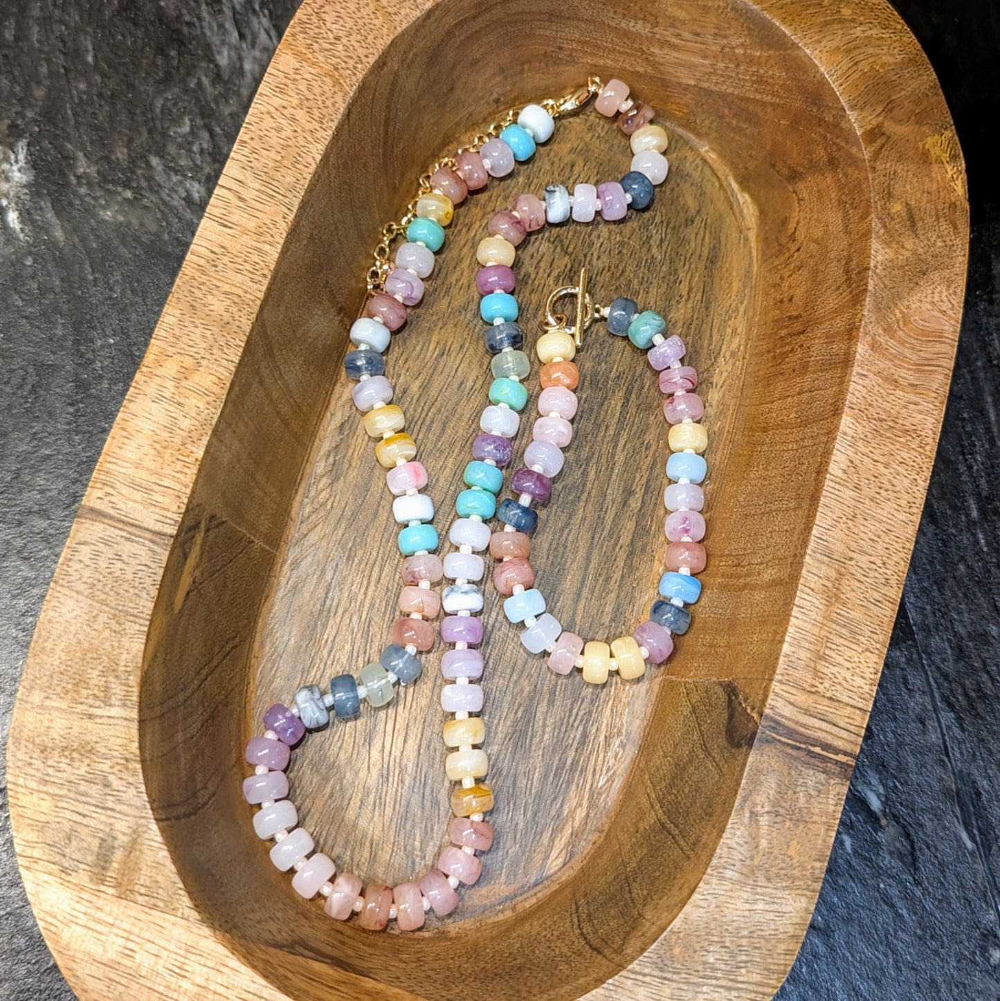 Colorful Resin Gemstone Necklace + Bracelet