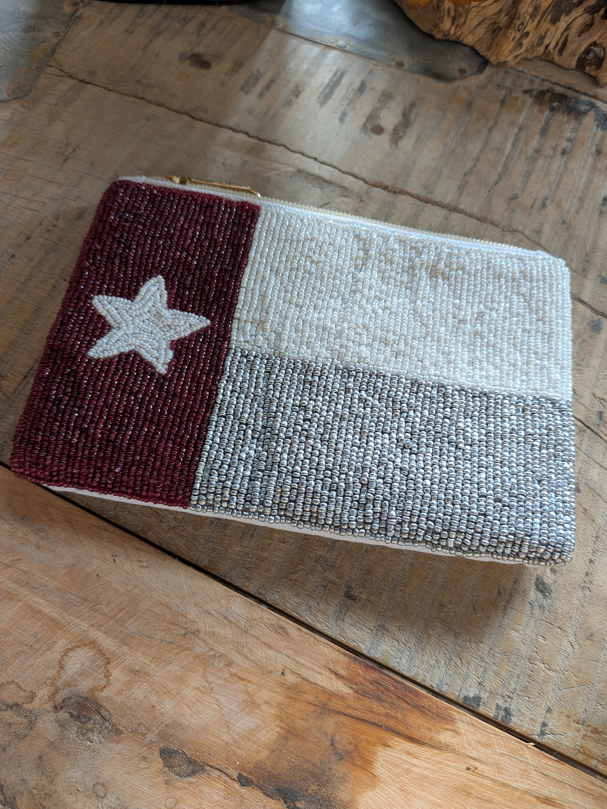 Texas Flag Beaded Pouch