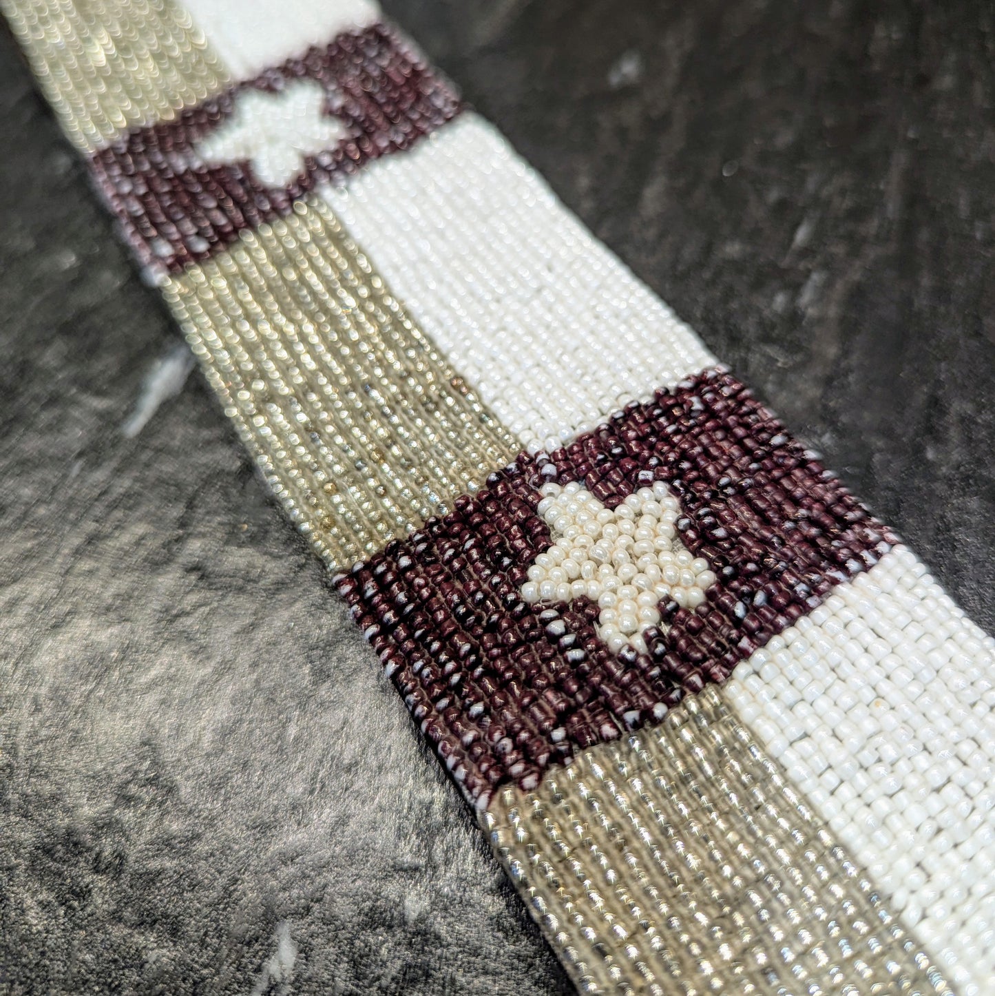 Beaded Maroon Texas Flag Purse Strap - 2"