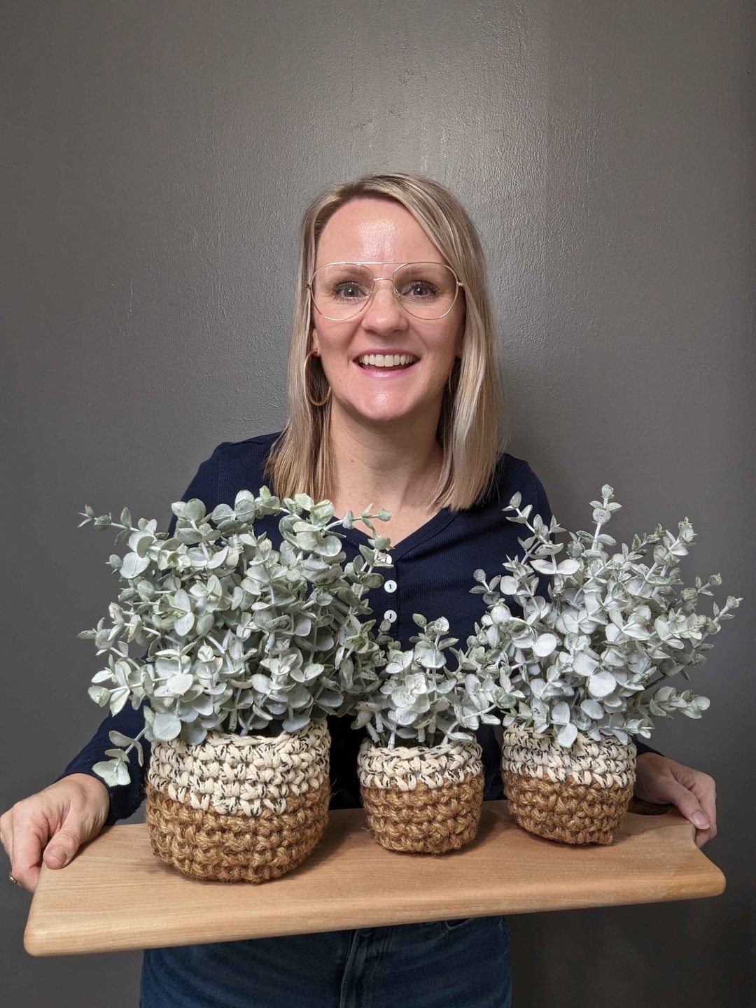 Eucalyptus Plants + Woven Pots