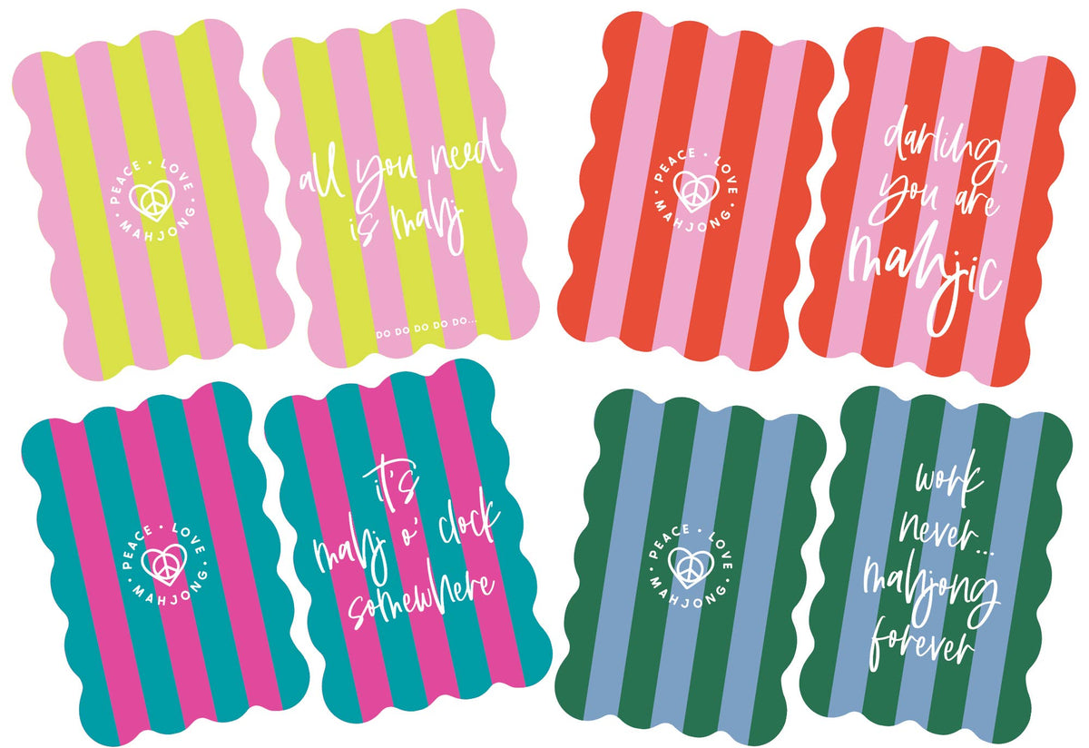 Mahjong Tile Shufflers (Set of 2) - Scalloped + Stripes